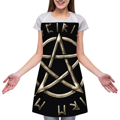 Viking Nordic Runes Pentagram Print Adjustable Apron