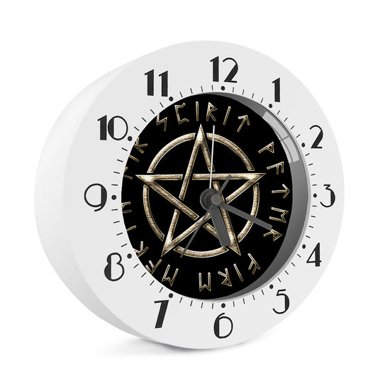 Viking Nordic Runes Pentagram Print Alarm Clock