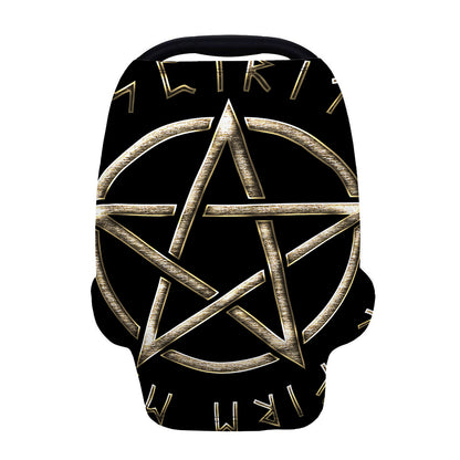 Viking Nordic Runes Pentagram Print Baby Seat Cover