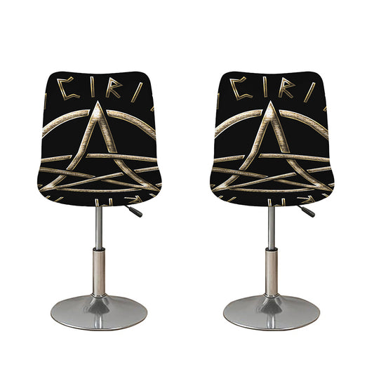 Viking Nordic Runes Pentagram Print Bar Stool Covers
