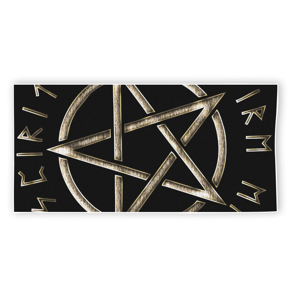 Viking Nordic Runes Pentagram Print Beach Towel