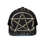 Viking Nordic Runes Pentagram Print Black Mesh Trucker Cap