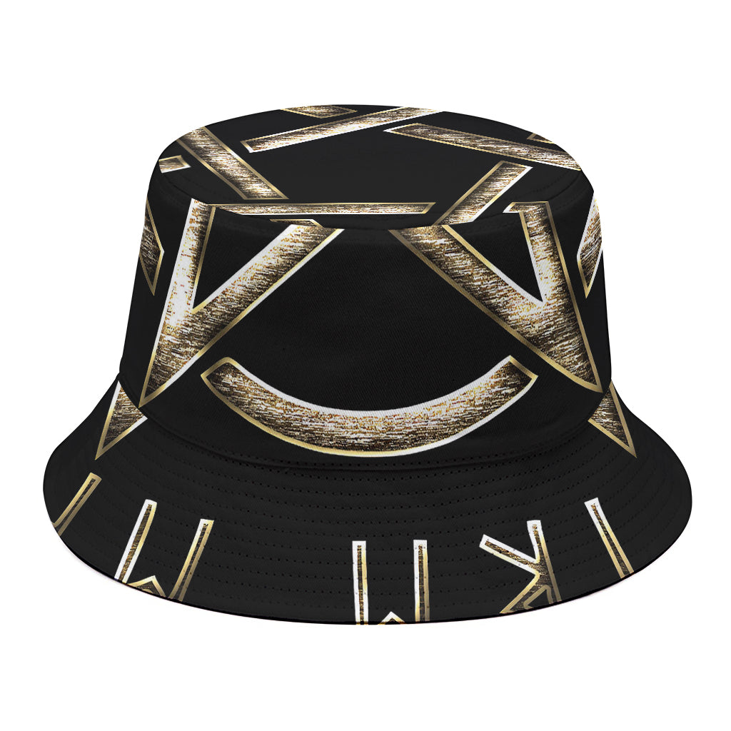 Viking Nordic Runes Pentagram Print Bucket Hat