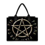 Viking Nordic Runes Pentagram Print Canvas Tote Bag