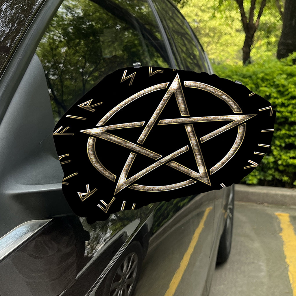 Viking Nordic Runes Pentagram Print Car Side Mirror Covers