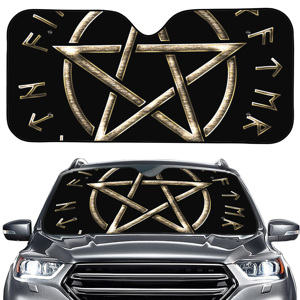 Viking Nordic Runes Pentagram Print Car Windshield Sun Shade