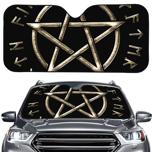 Viking Nordic Runes Pentagram Print Car Windshield Sun Shade