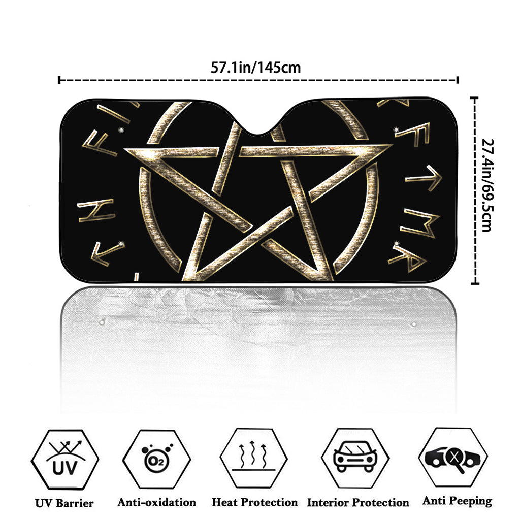 Viking Nordic Runes Pentagram Print Car Windshield Sun Shade