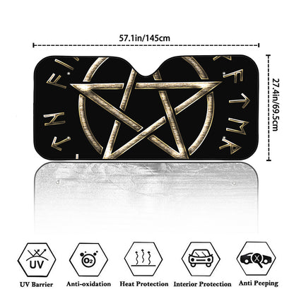 Viking Nordic Runes Pentagram Print Car Windshield Sun Shade