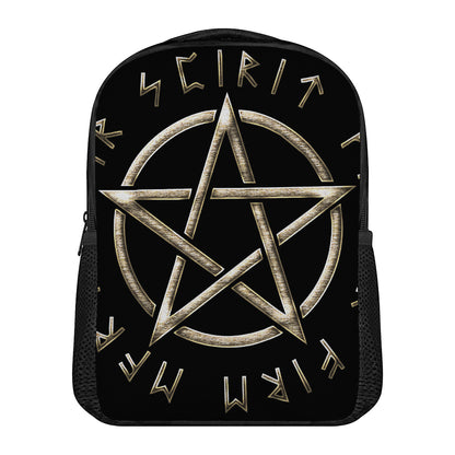 Viking Nordic Runes Pentagram Print Casual Backpack