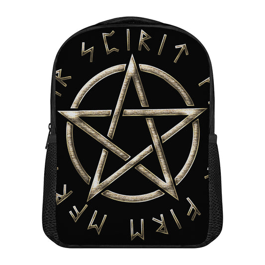 Viking Nordic Runes Pentagram Print Casual Backpack