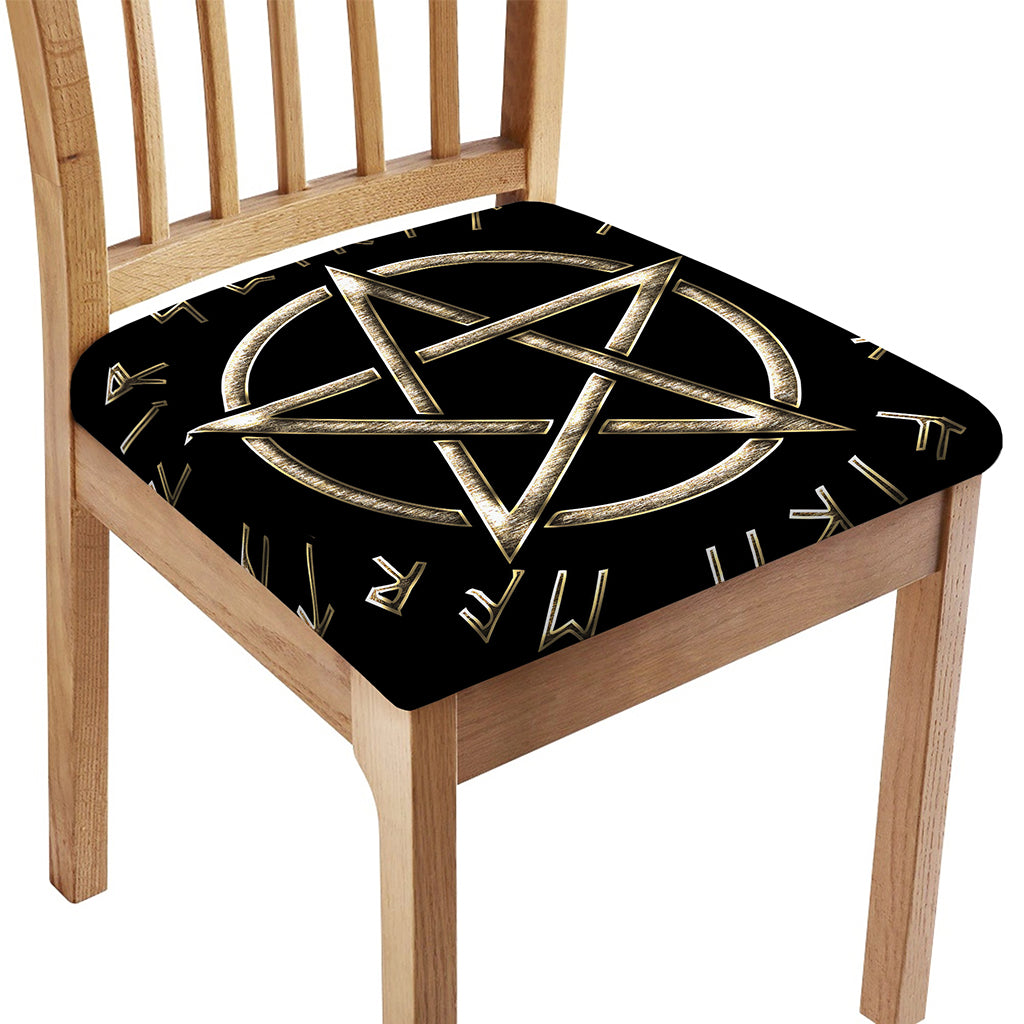 Viking Nordic Runes Pentagram Print Chair Cushion Cover