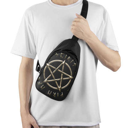 Viking Nordic Runes Pentagram Print Chest Bag