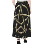Viking Nordic Runes Pentagram Print Chiffon Maxi Skirt