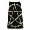 Viking Nordic Runes Pentagram Print Cotton Front Slit Maxi Skirt