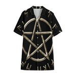 Viking Nordic Runes Pentagram Print Cotton Hawaiian Shirt
