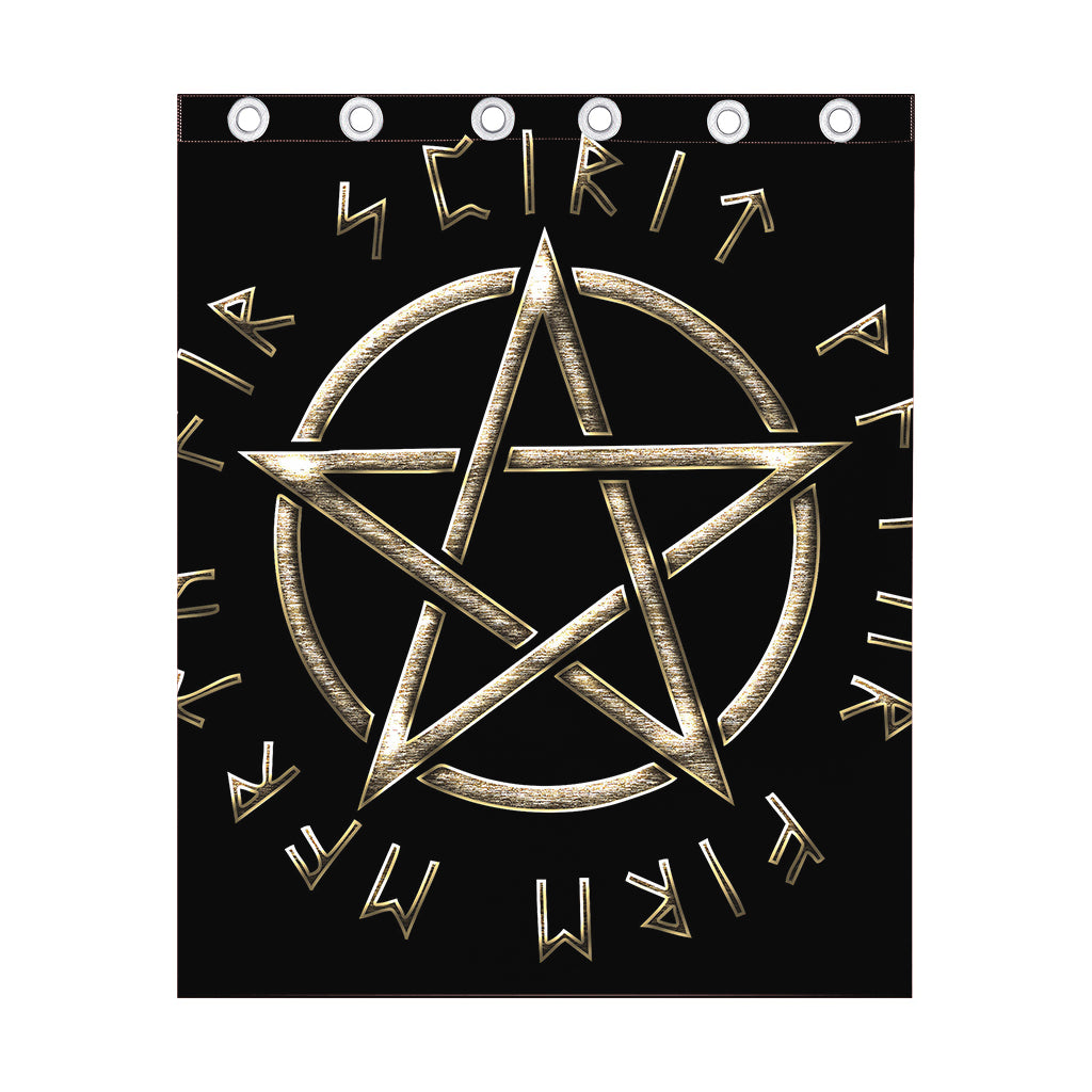 Viking Nordic Runes Pentagram Print Curtain
