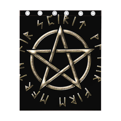 Viking Nordic Runes Pentagram Print Curtain