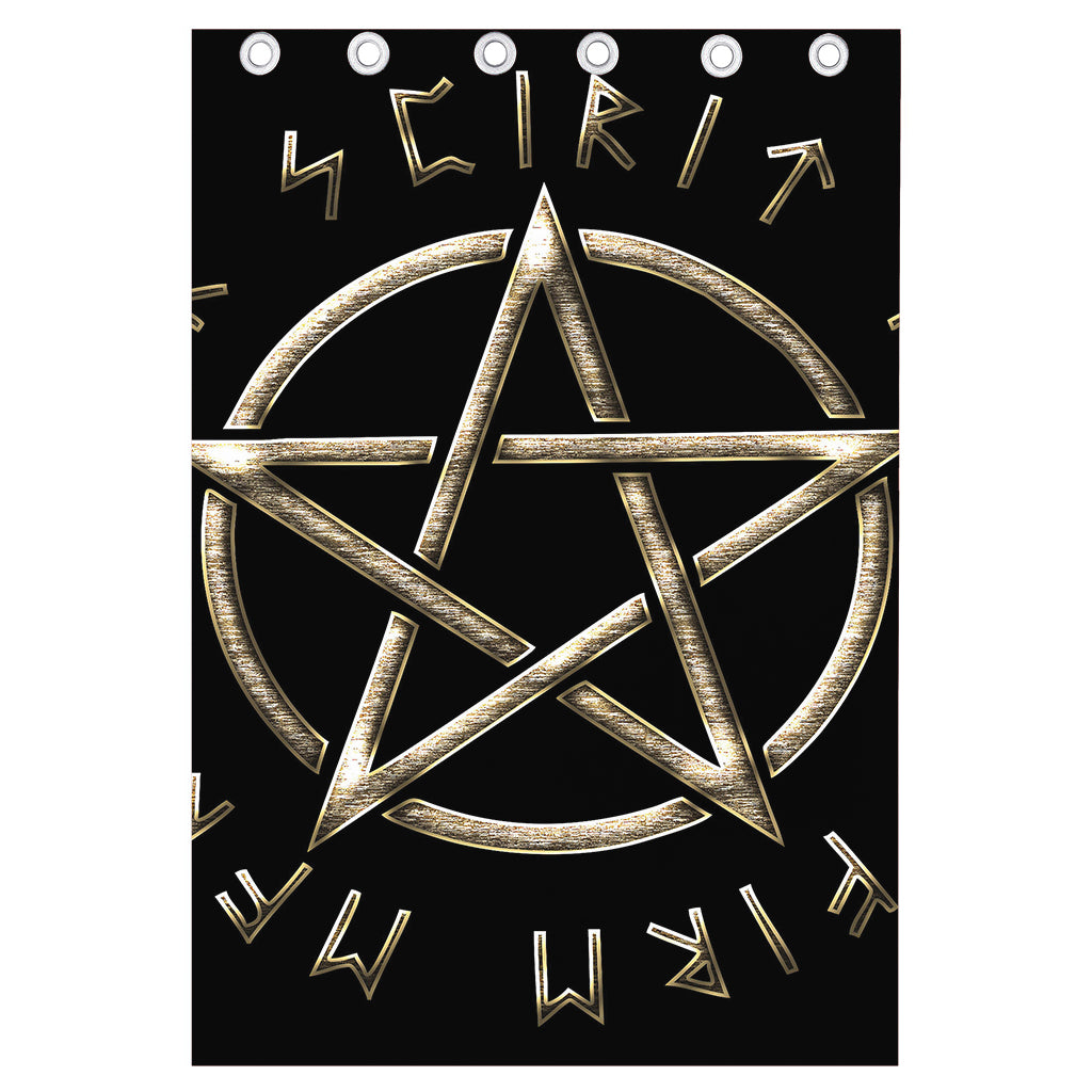 Viking Nordic Runes Pentagram Print Curtain