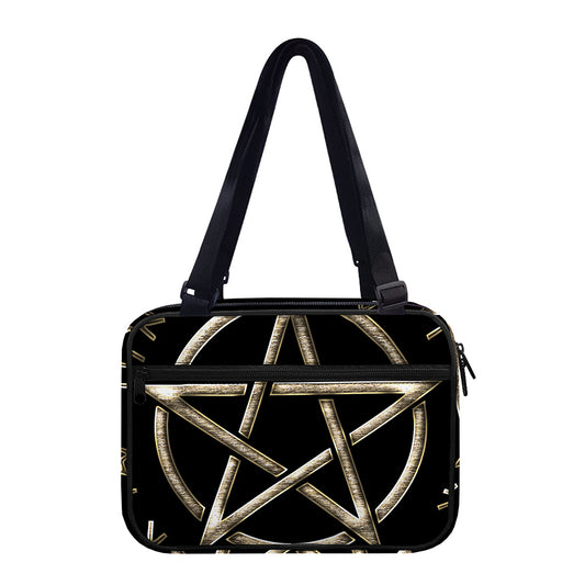Viking Nordic Runes Pentagram Print Double Strap Bible Bag