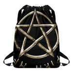 Viking Nordic Runes Pentagram Print Drawstring Backpack
