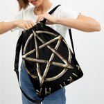 Viking Nordic Runes Pentagram Print Drawstring Backpack