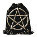 Viking Nordic Runes Pentagram Print Drawstring Bag