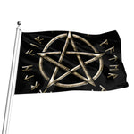Viking Nordic Runes Pentagram Print Flag