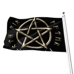 Viking Nordic Runes Pentagram Print Flag
