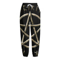 Viking Nordic Runes Pentagram Print Fleece Lined Knit Pants