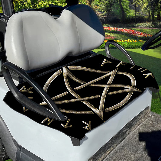 Viking Nordic Runes Pentagram Print Golf Cart Seat Cover