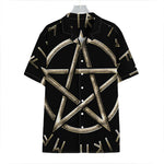 Viking Nordic Runes Pentagram Print Hawaiian Shirt