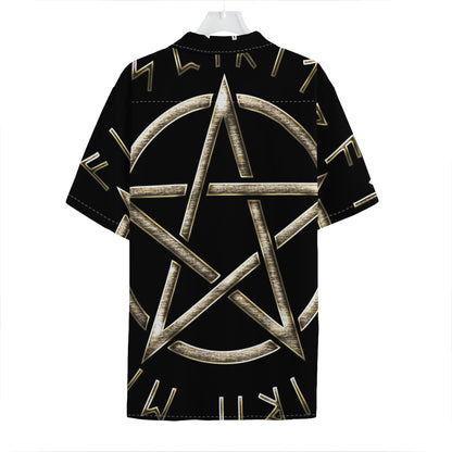 Viking Nordic Runes Pentagram Print Hawaiian Shirt