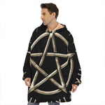 Viking Nordic Runes Pentagram Print Hoodie Blanket