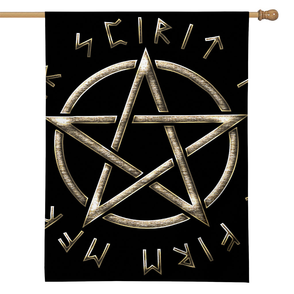 Viking Nordic Runes Pentagram Print House Flag