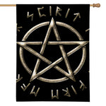 Viking Nordic Runes Pentagram Print House Flag
