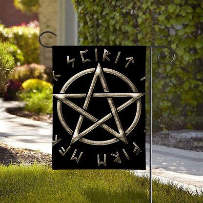 Viking Nordic Runes Pentagram Print House Flag