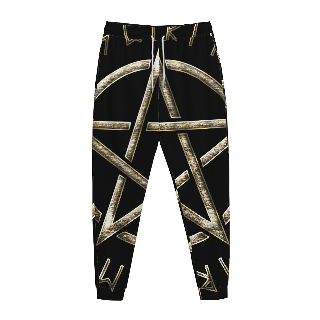 Viking Nordic Runes Pentagram Print Jogger Pants