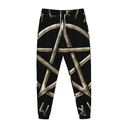 Viking Nordic Runes Pentagram Print Jogger Pants