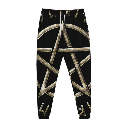 Viking Nordic Runes Pentagram Print Jogger Pants