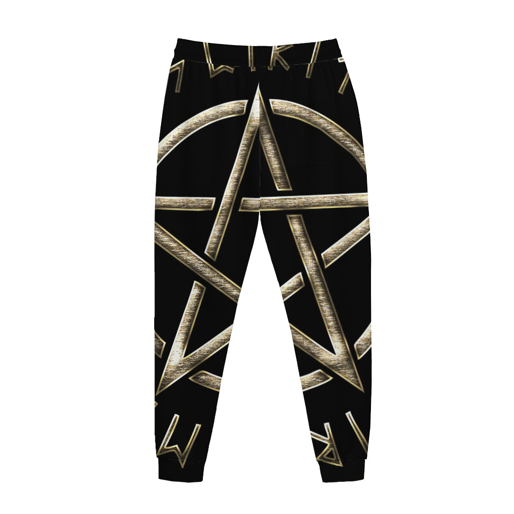 Viking Nordic Runes Pentagram Print Jogger Pants