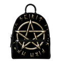 Viking Nordic Runes Pentagram Print Leather Backpack