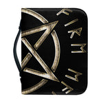 Viking Nordic Runes Pentagram Print Leather Bible Cover