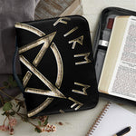 Viking Nordic Runes Pentagram Print Leather Bible Cover