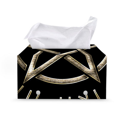 Viking Nordic Runes Pentagram Print Leather Tissue Box Cover