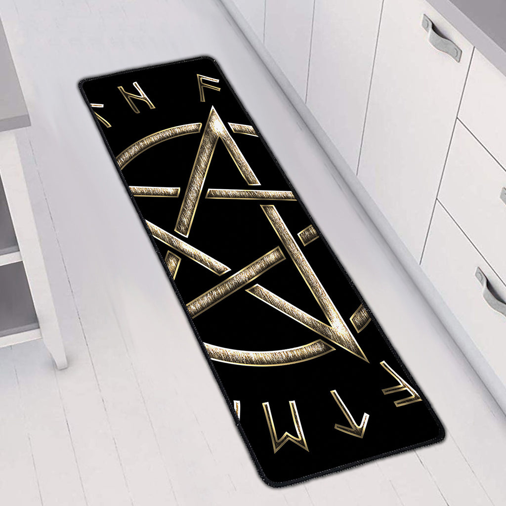 Viking Nordic Runes Pentagram Print Long Kitchen Mat
