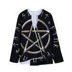 Viking Nordic Runes Pentagram Print Long Sleeve Short Coat