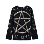 Viking Nordic Runes Pentagram Print Long Sleeve Short Coat