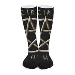 Viking Nordic Runes Pentagram Print Long Socks