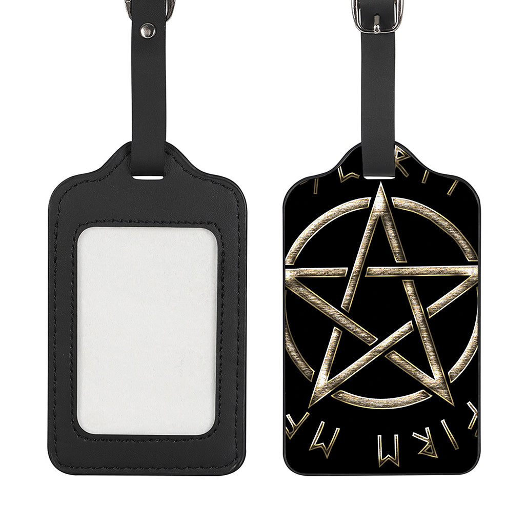 Viking Nordic Runes Pentagram Print Luggage Tag